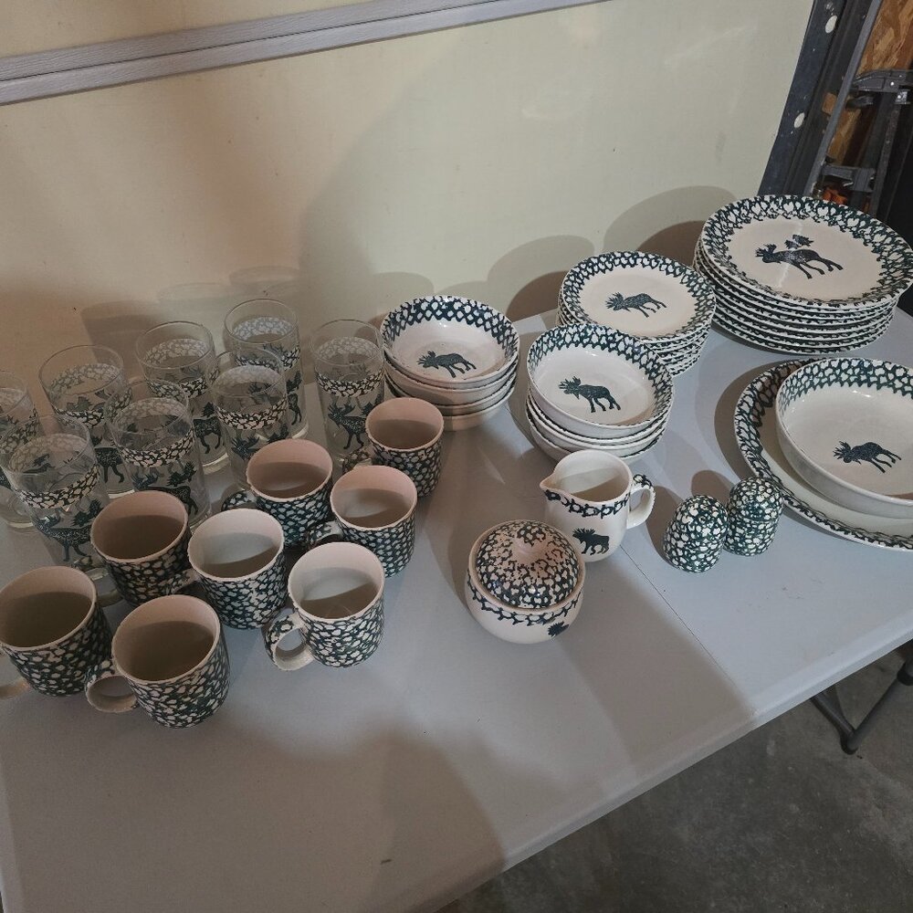 Full 8 place setting of Tienshen Moose pattern.  Very rare.